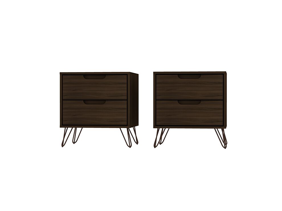 2-drawer brown nightstand (set of 2) by Manhattan Comfort