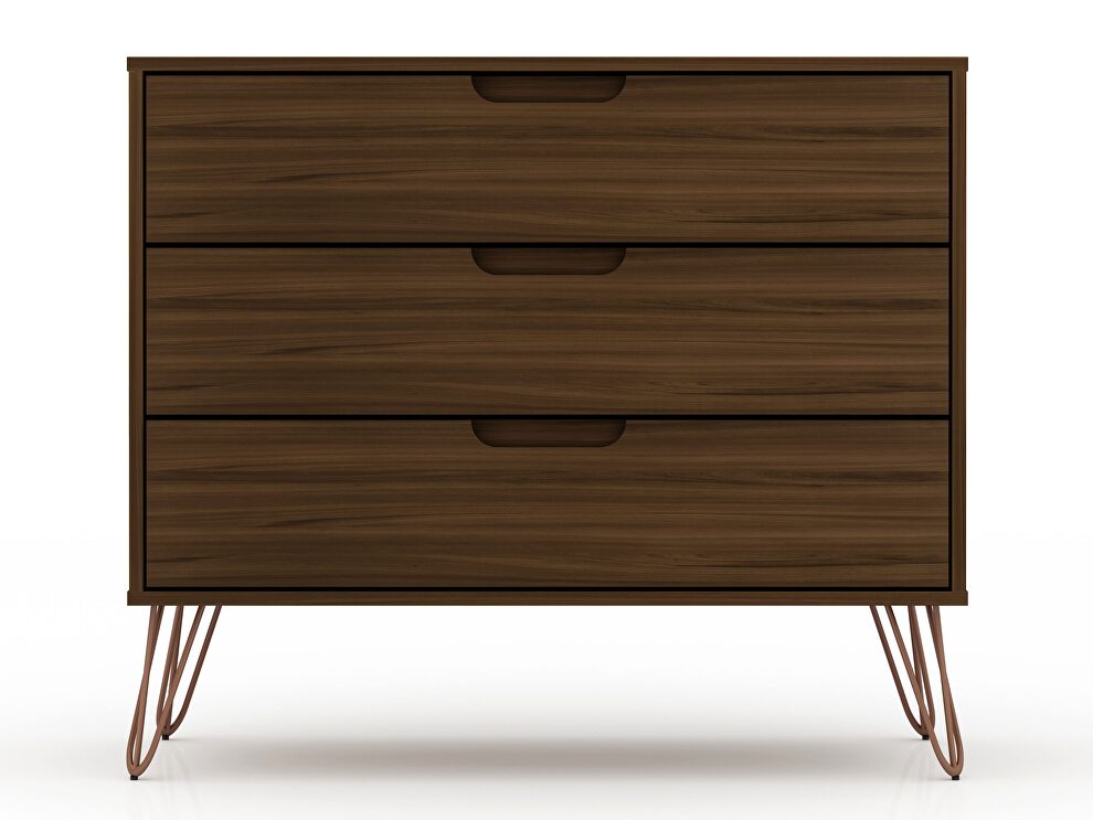 3-drawer brown dresser (set of 2) by Manhattan Comfort