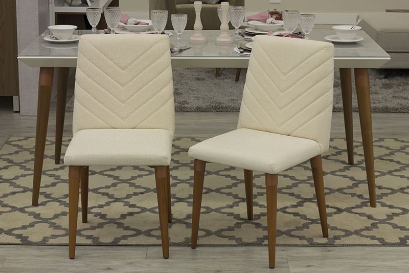 2-piece chevron dining chair in beige by Manhattan Comfort
