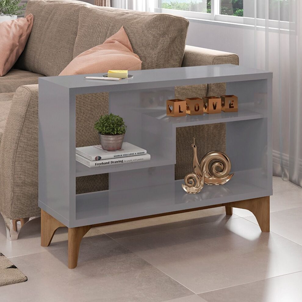 Modern accent display sideboard with 2 shelves in gray by Manhattan Comfort