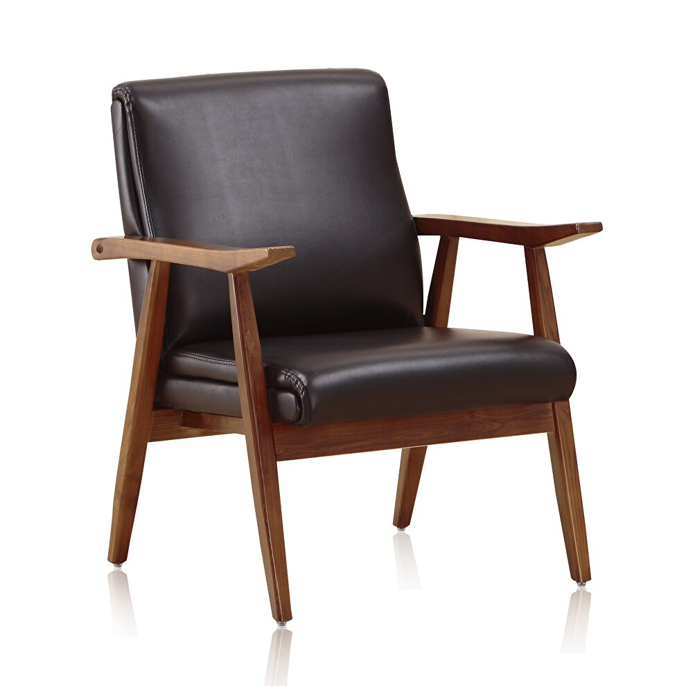 Black and amber faux leather accent chair by Manhattan Comfort