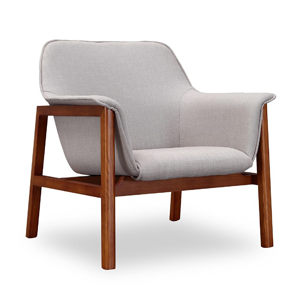 Gray and walnut linen weave accent chair by Manhattan Comfort