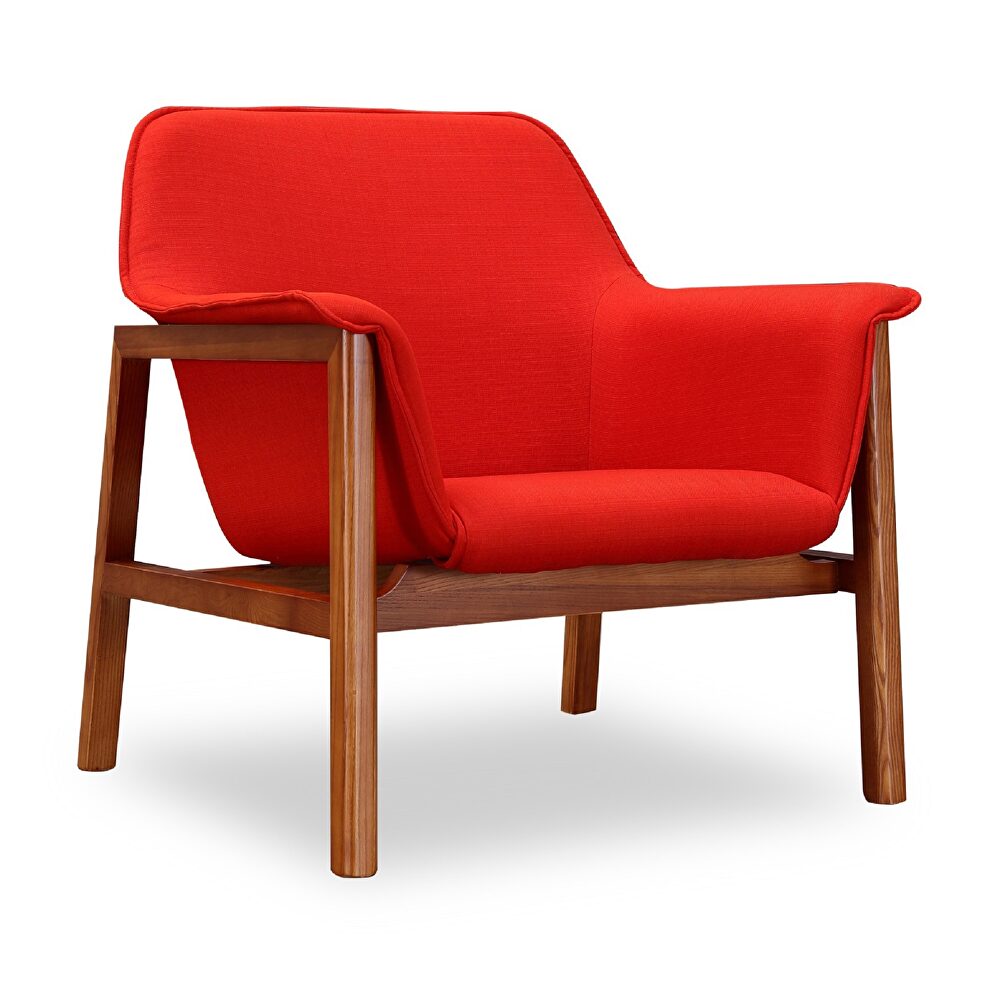 Burnt orange and walnut linen weave accent chair by Manhattan Comfort