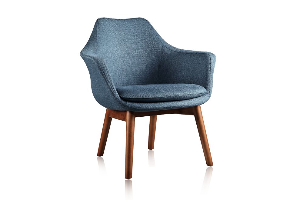 Blue and walnut twill accent chair by Manhattan Comfort