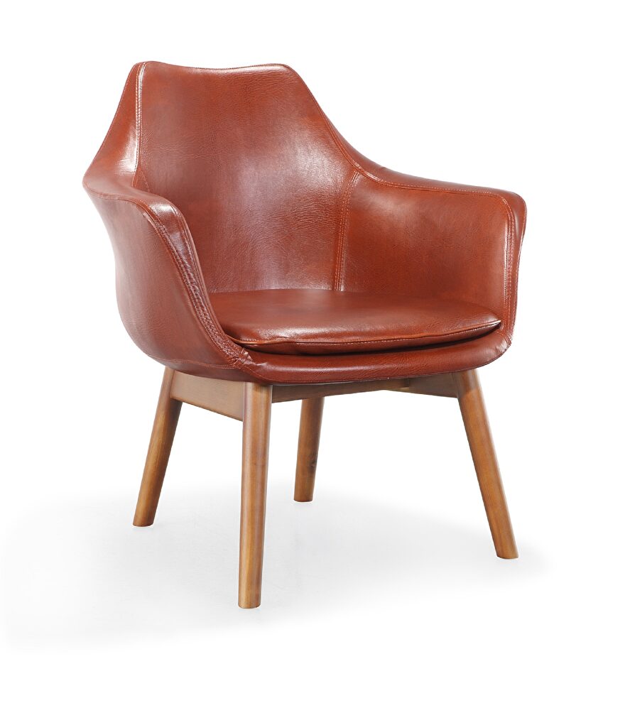 Brown and walnut faux leather accent chair by Manhattan Comfort