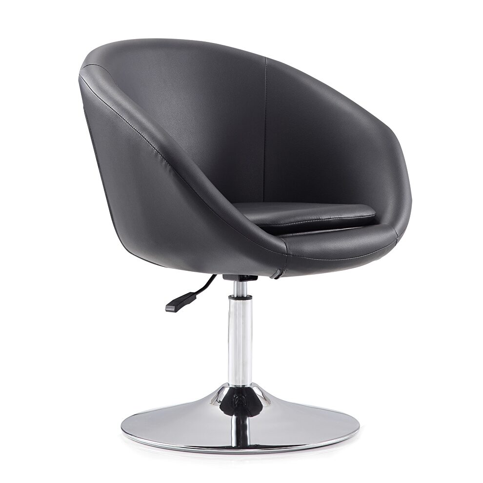 Black and polished chrome faux leather adjustable height chair by Manhattan Comfort