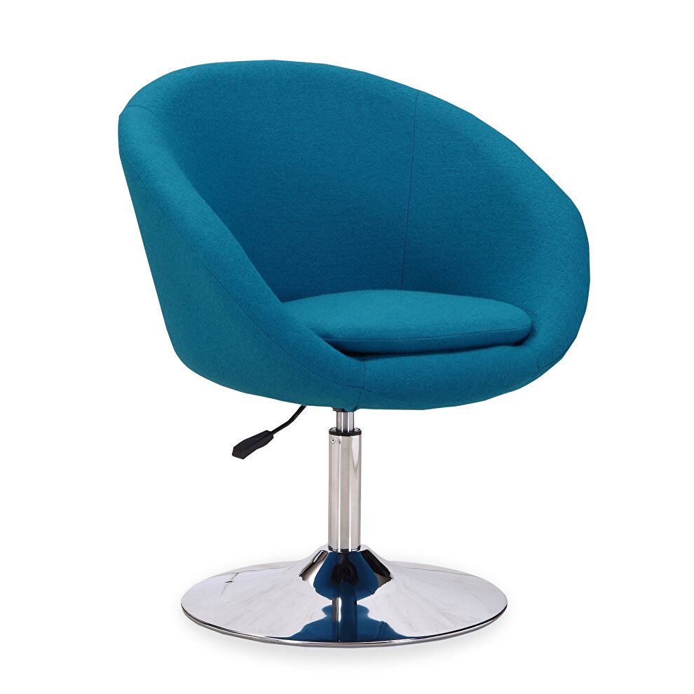 Blue and polished chrome wool blend adjustable height chair by Manhattan Comfort