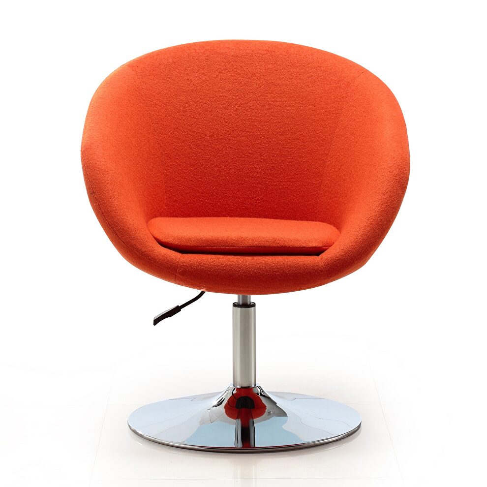 Orange and polished chrome wool blend adjustable height chair by Manhattan Comfort