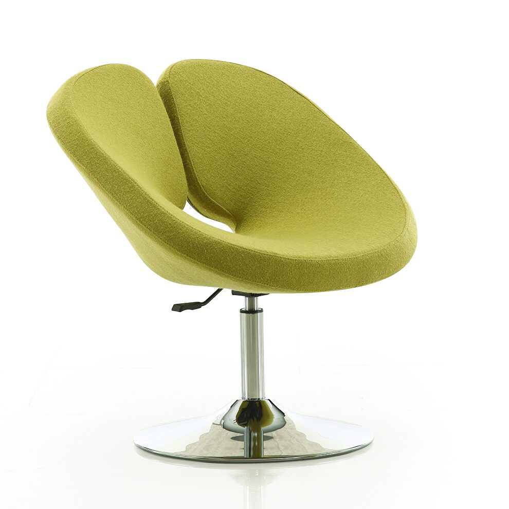 Green and polished chrome wool blend adjustable chair by Manhattan Comfort
