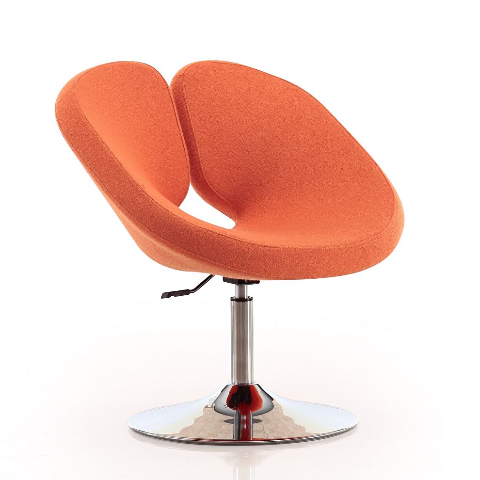 Orange and polished chrome wool blend adjustable chair by Manhattan Comfort
