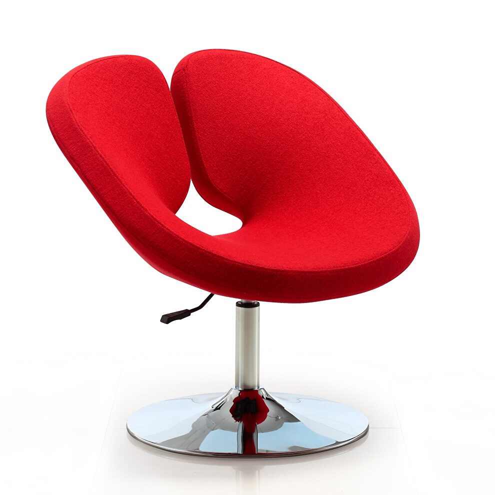 Red and polished chrome wool blend adjustable chair by Manhattan Comfort
