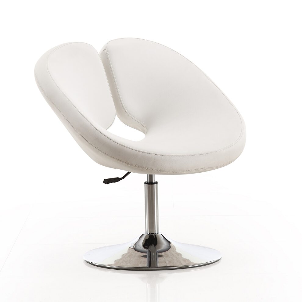 White and polished chrome faux leather adjustable chair by Manhattan Comfort