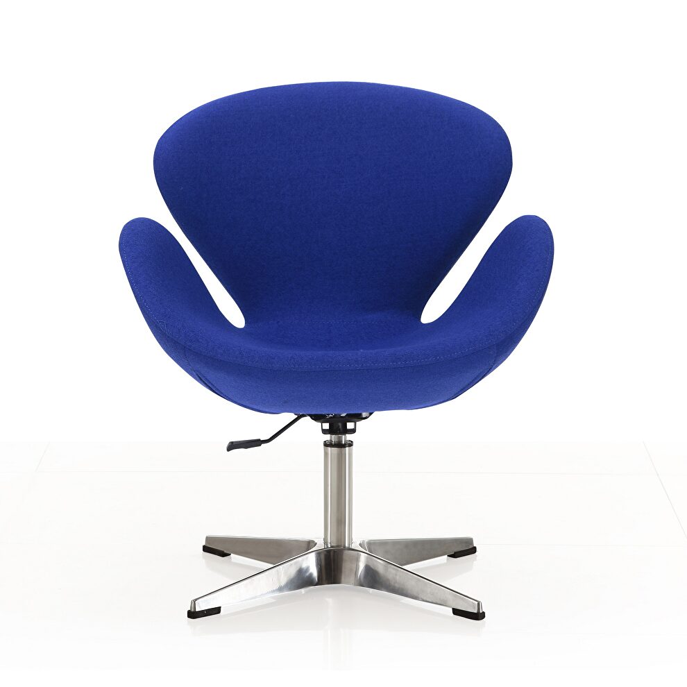 Blue and polished chrome wool blend adjustable swivel chair by Manhattan Comfort