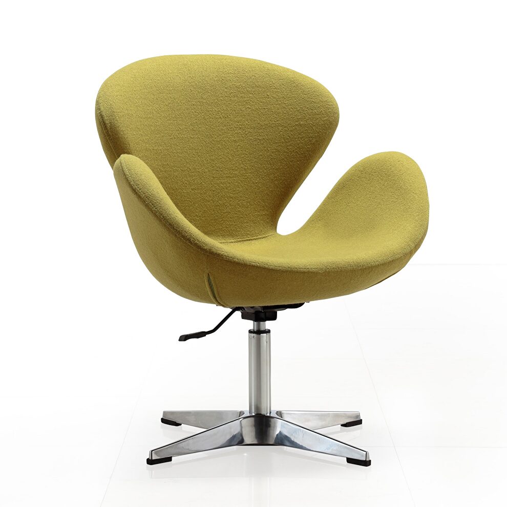 Green and polished chrome wool blend adjustable swivel chair by Manhattan Comfort