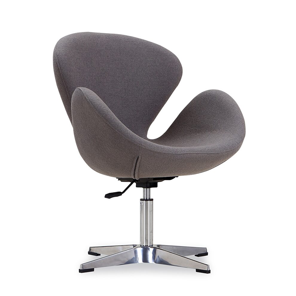 Gray and polished chrome wool blend adjustable swivel chair by Manhattan Comfort