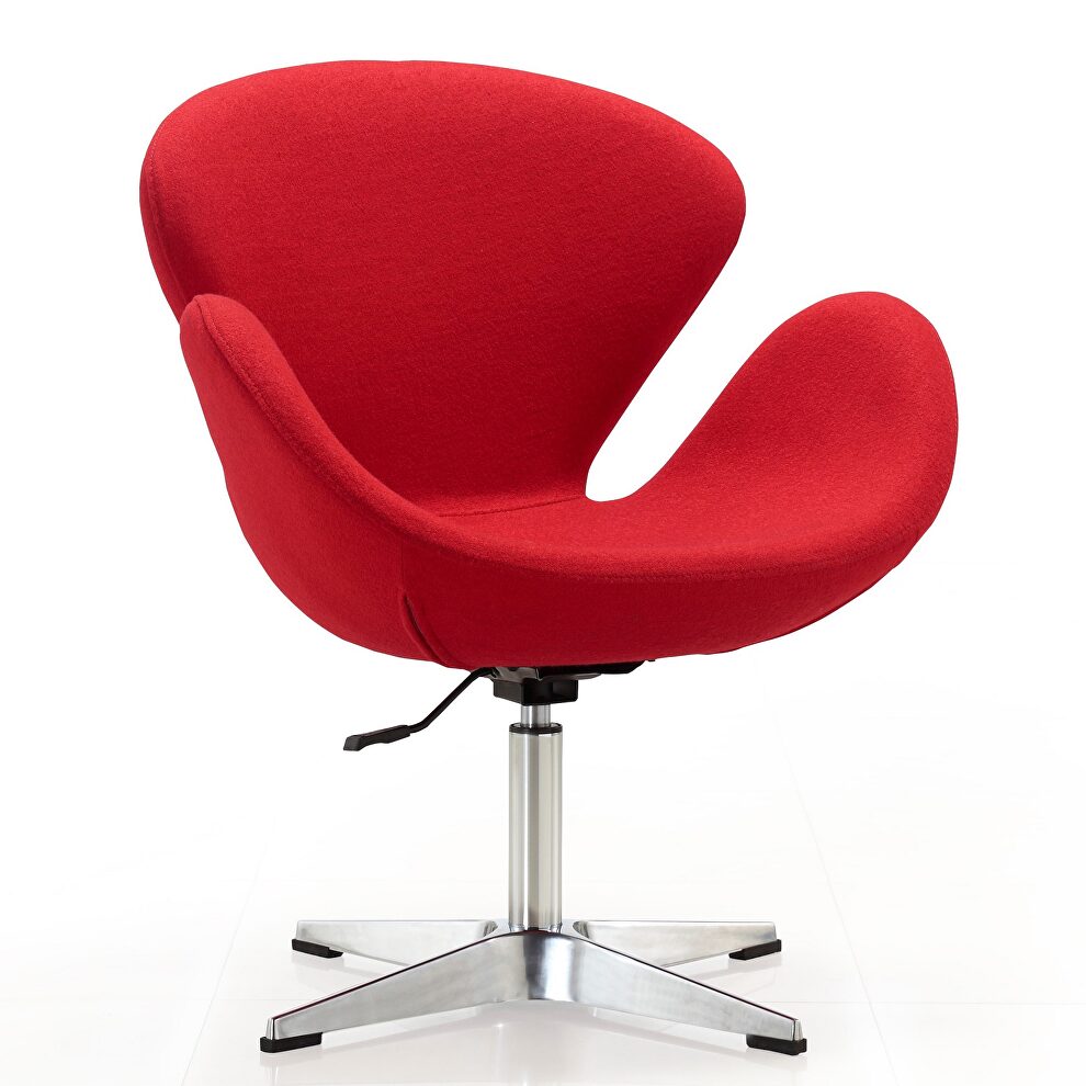 Red and polished chrome wool blend adjustable swivel chair by Manhattan Comfort