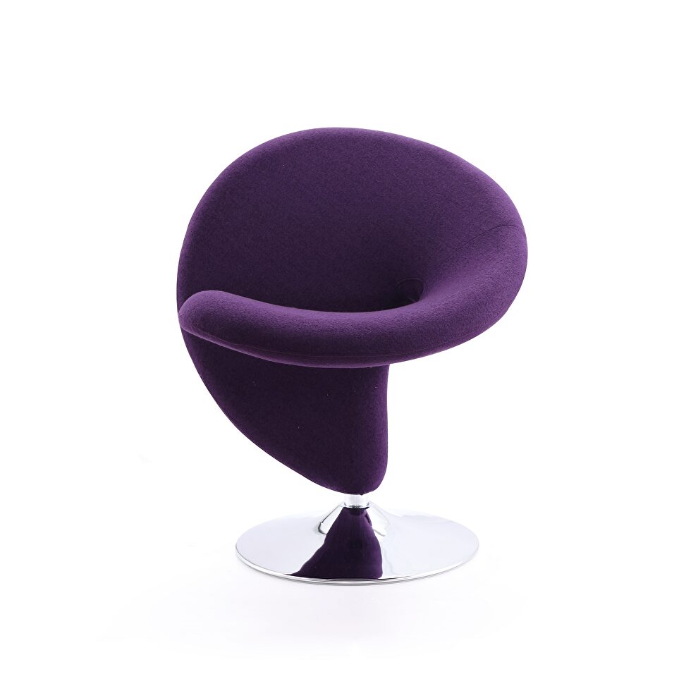 Purple and polished chrome wool blend swivel accent chair by Manhattan Comfort