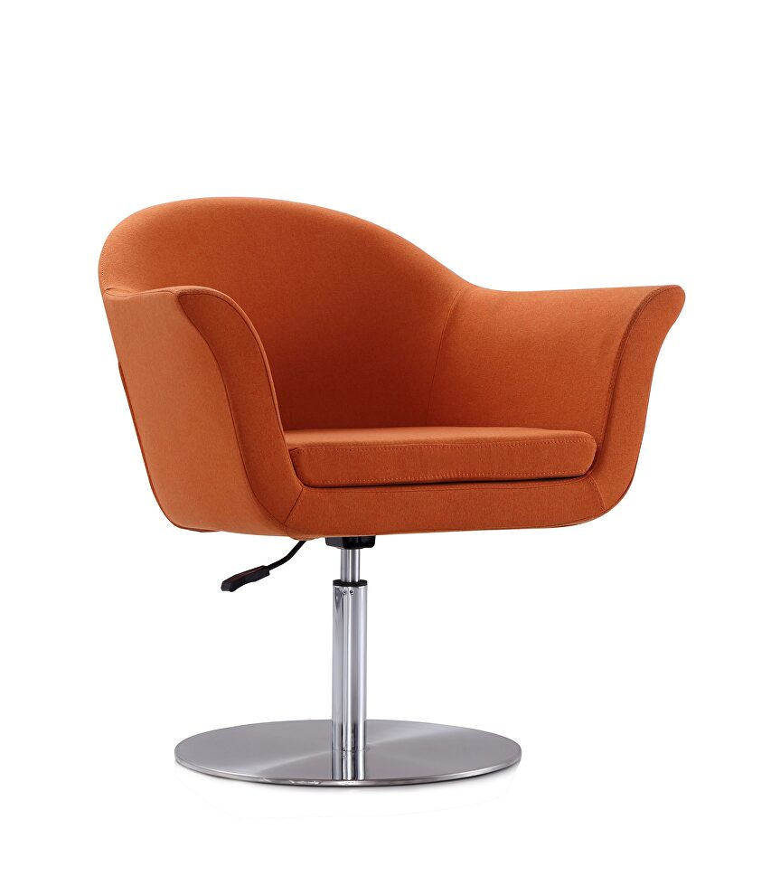 Orange and brushed metal woven swivel adjustable accent chair by Manhattan Comfort
