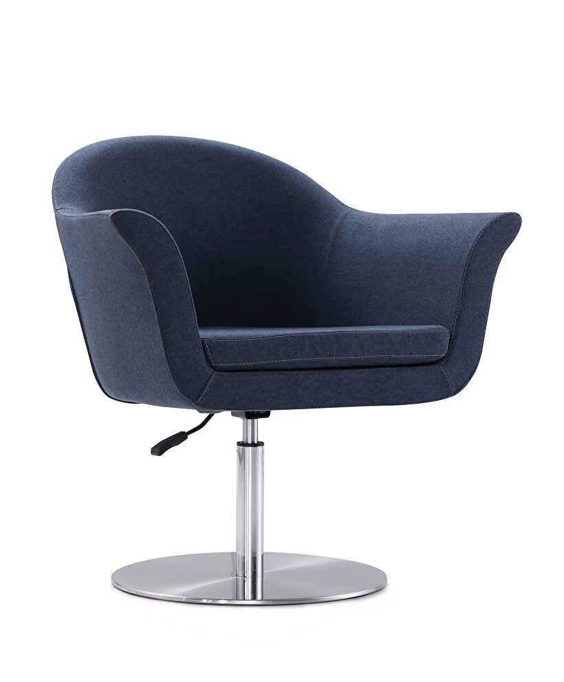Smokey blue and brushed metal woven swivel adjustable accent chair by Manhattan Comfort