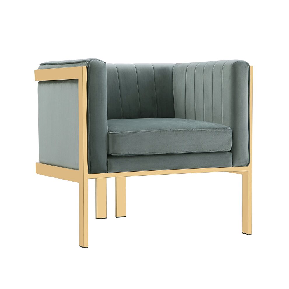 Warm gray and polished brass velvet accent armchair by Manhattan Comfort