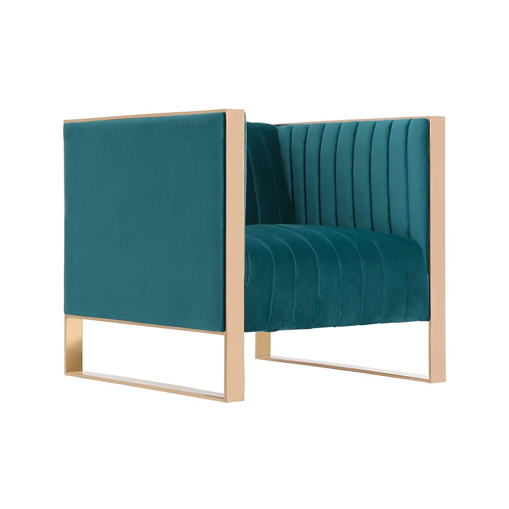 Teal and rose gold velvet accent chair by Manhattan Comfort