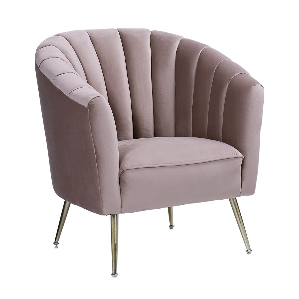 Blush and gold velvet accent chair by Manhattan Comfort