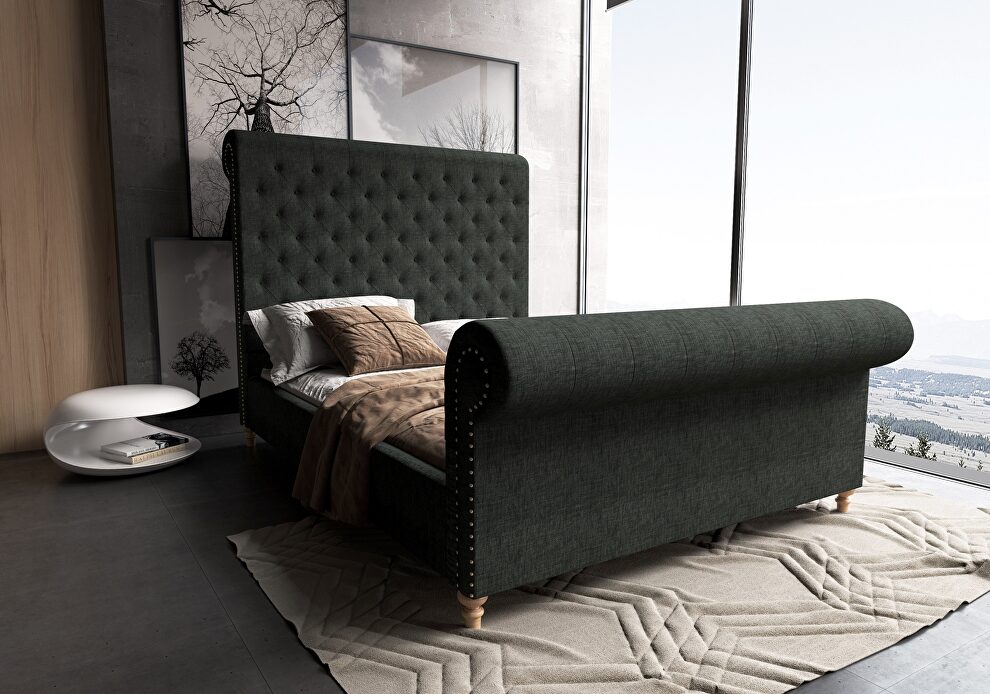 Charcoal queen bed by Manhattan Comfort