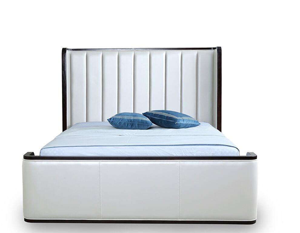 Clean geometric lines cream full bed by Manhattan Comfort