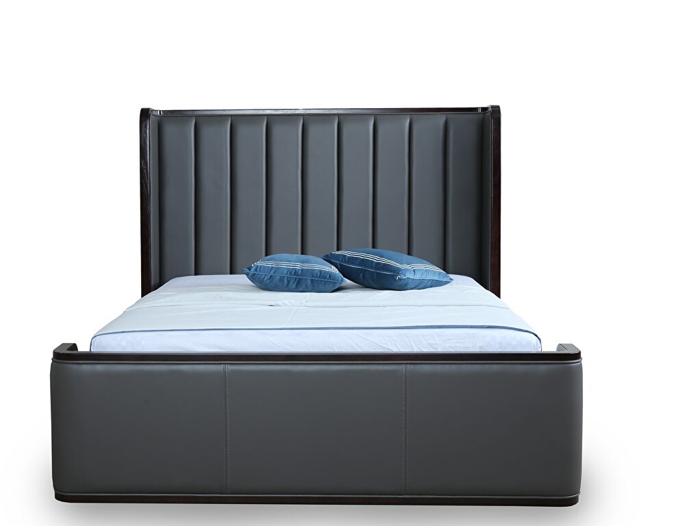 Clean geometric lines graphite full bed by Manhattan Comfort