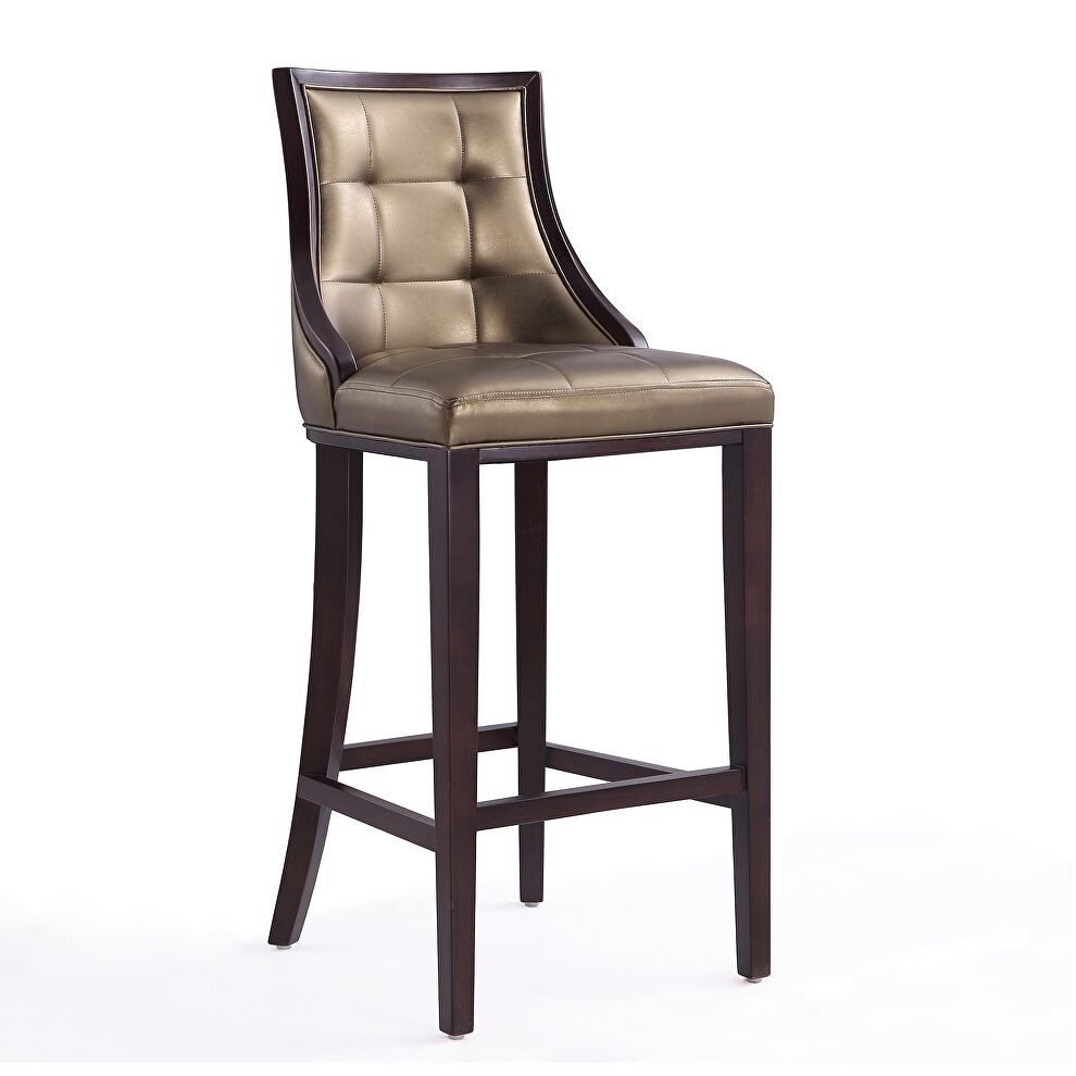 Bronze and walnut beech wood bar stool by Manhattan Comfort