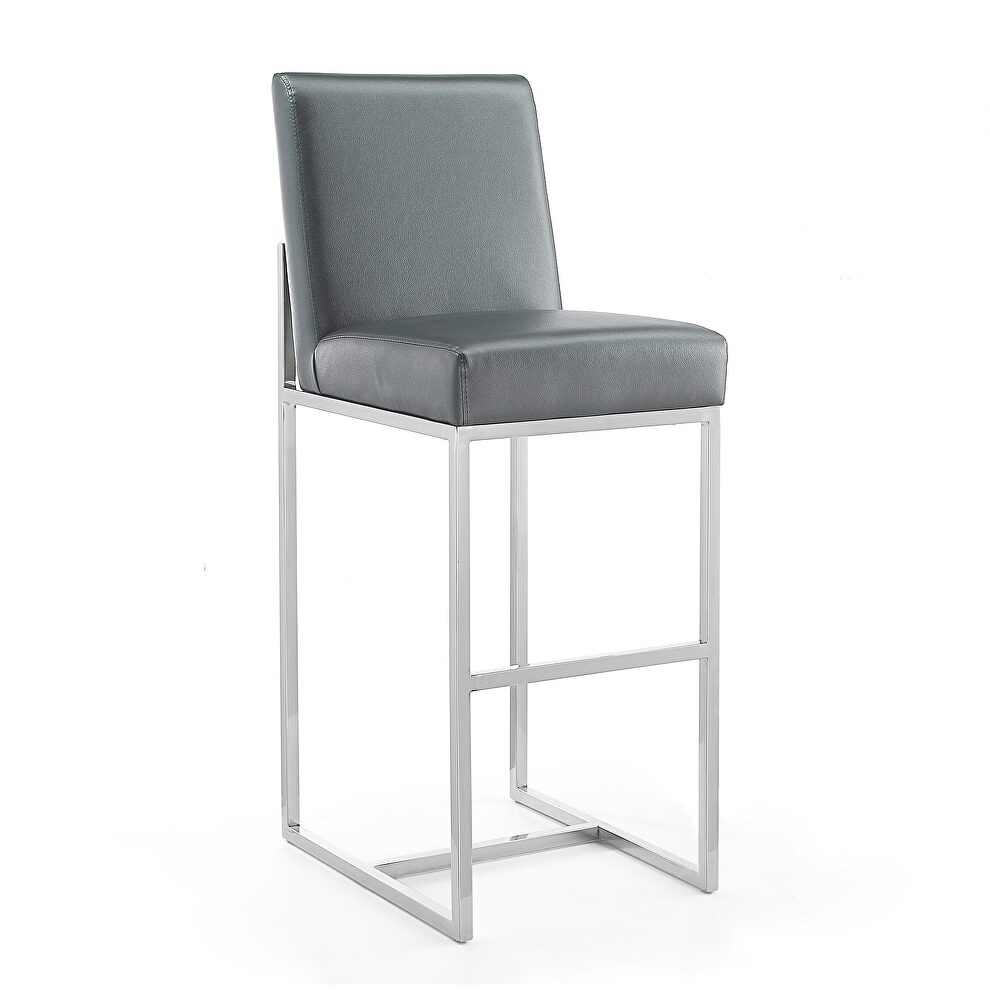 Graphite and polished chrome stainless steel bar stool by Manhattan Comfort