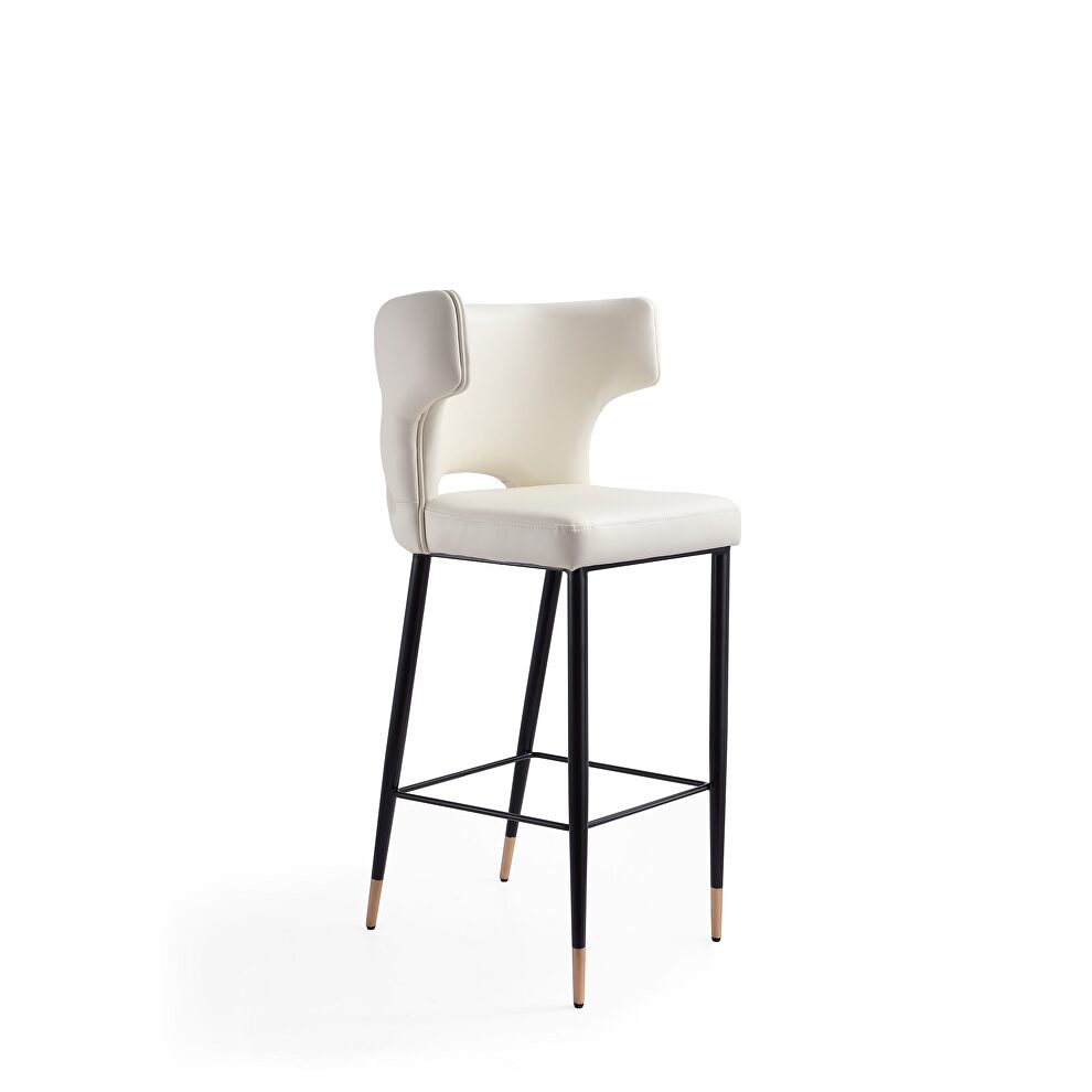 Cream, black and gold wooden barstool by Manhattan Comfort