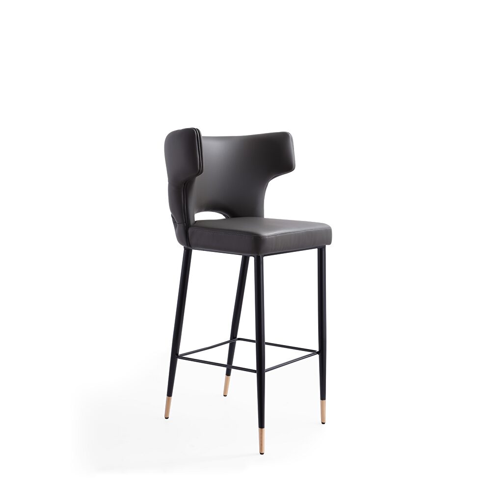 Gray, black and gold wooden barstool by Manhattan Comfort