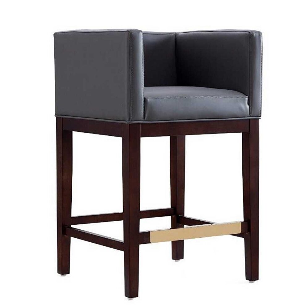 Gray and dark walnut beech wood counter height bar stool by Manhattan Comfort