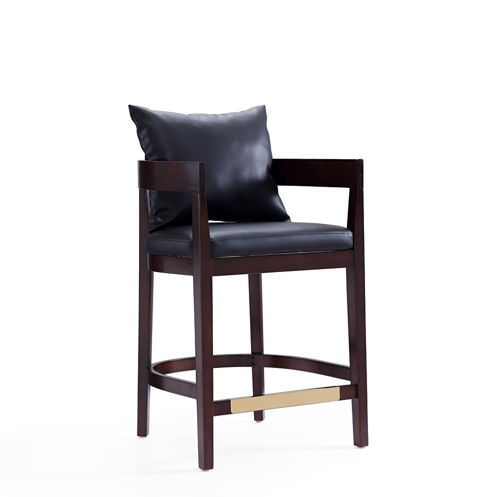 Black and dark walnut beech wood counter height bar stool by Manhattan Comfort