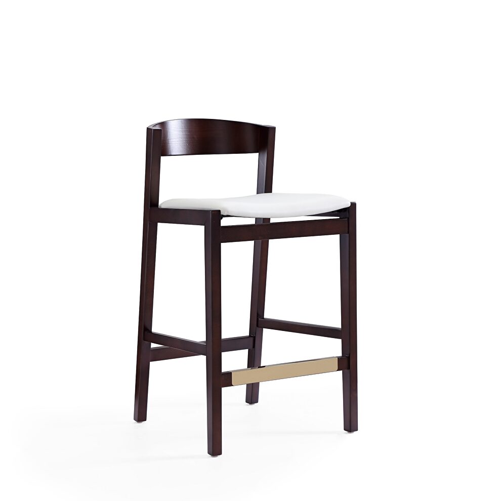 Ivory and dark walnut beech wood counter height bar stool by Manhattan Comfort
