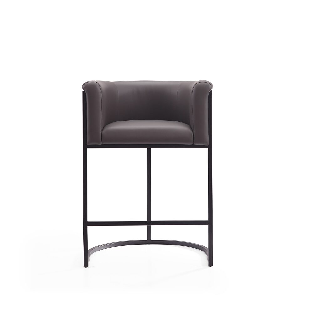 Pebble and black metal counter height bar stool by Manhattan Comfort