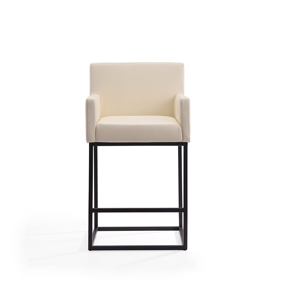 Cream and black metal counter height bar stool by Manhattan Comfort