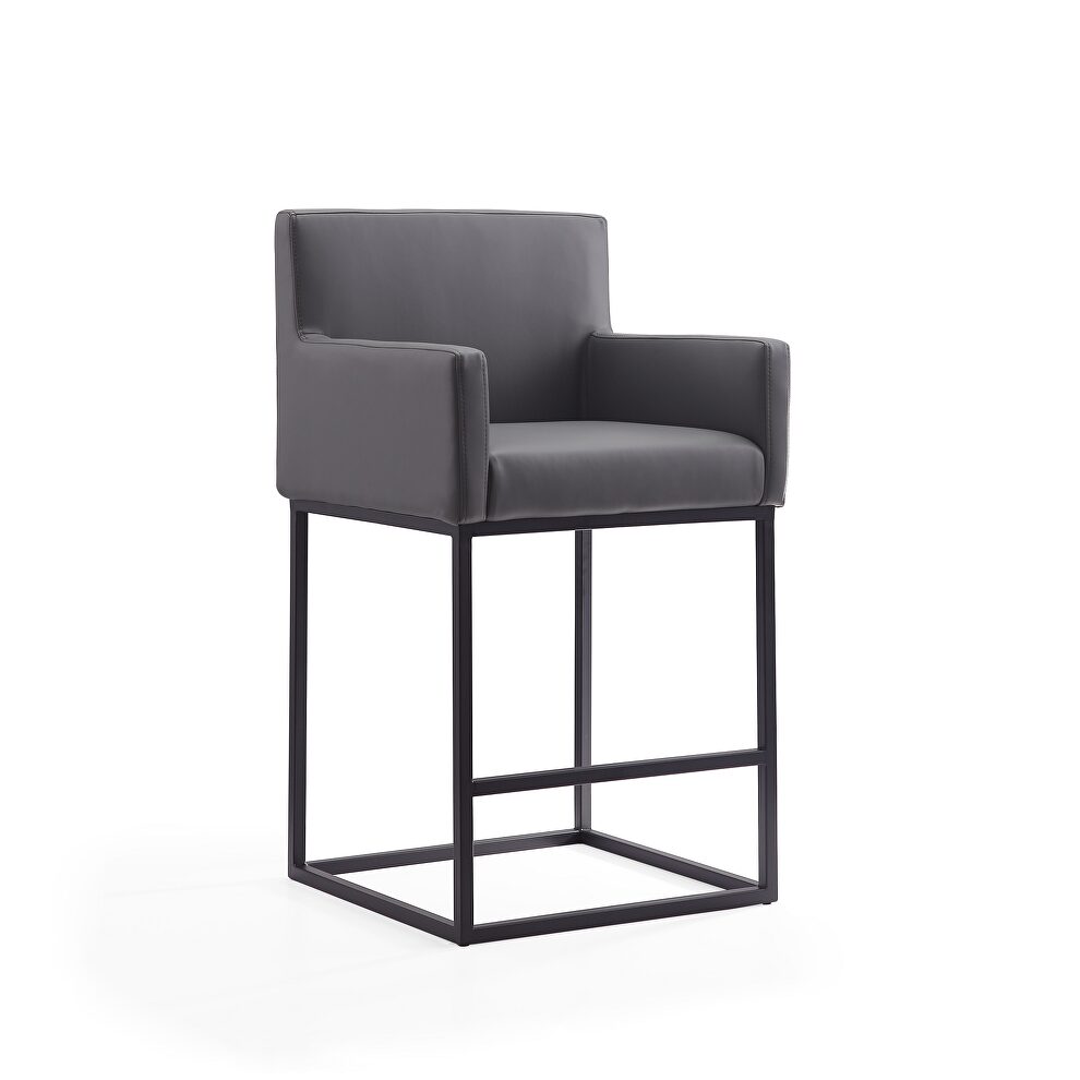 Gray and black metal counter height bar stool by Manhattan Comfort