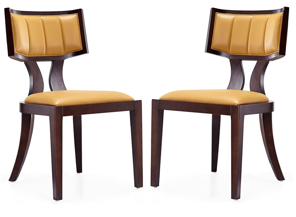 Camel and walnut faux leather dining chair (set of two) by Manhattan Comfort