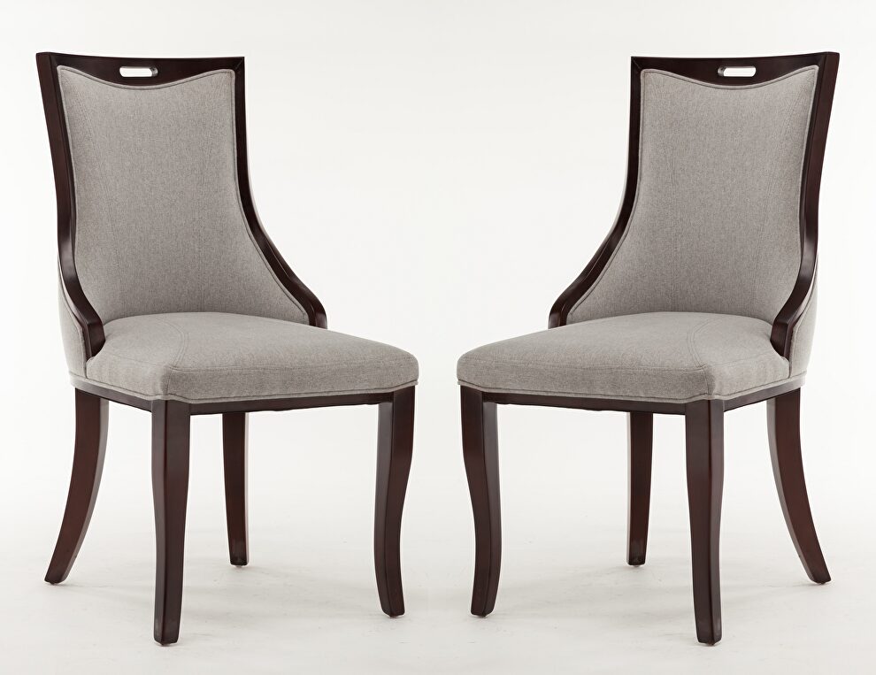 Gray and walnut twill dining chair (set of two) by Manhattan Comfort