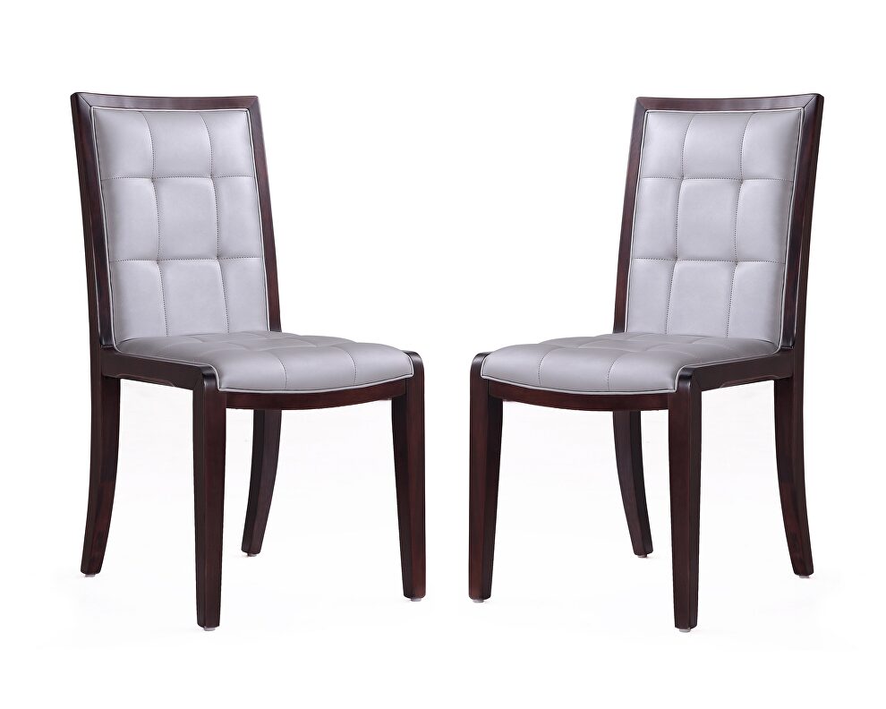 Silver and walnut faux leather dining chairs (set of two) by Manhattan Comfort