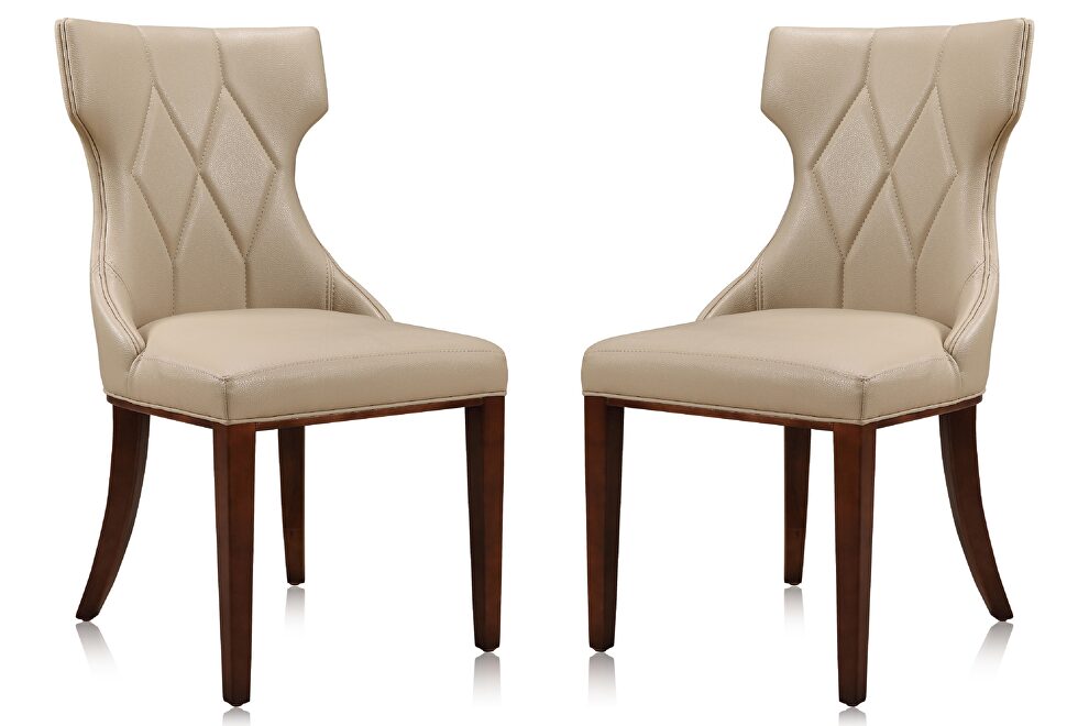 Cream and walnut faux leather dining chair (set of two) by Manhattan Comfort