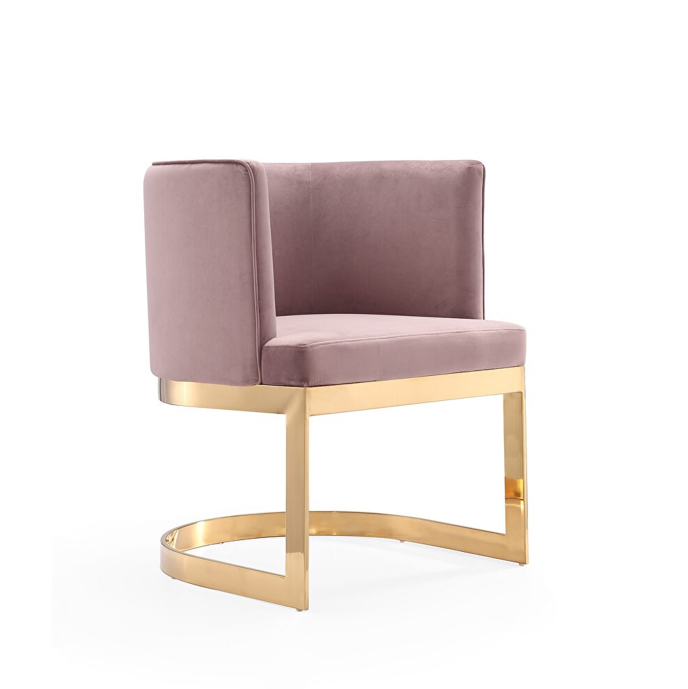 Blush and polished brass velvet dining chair by Manhattan Comfort