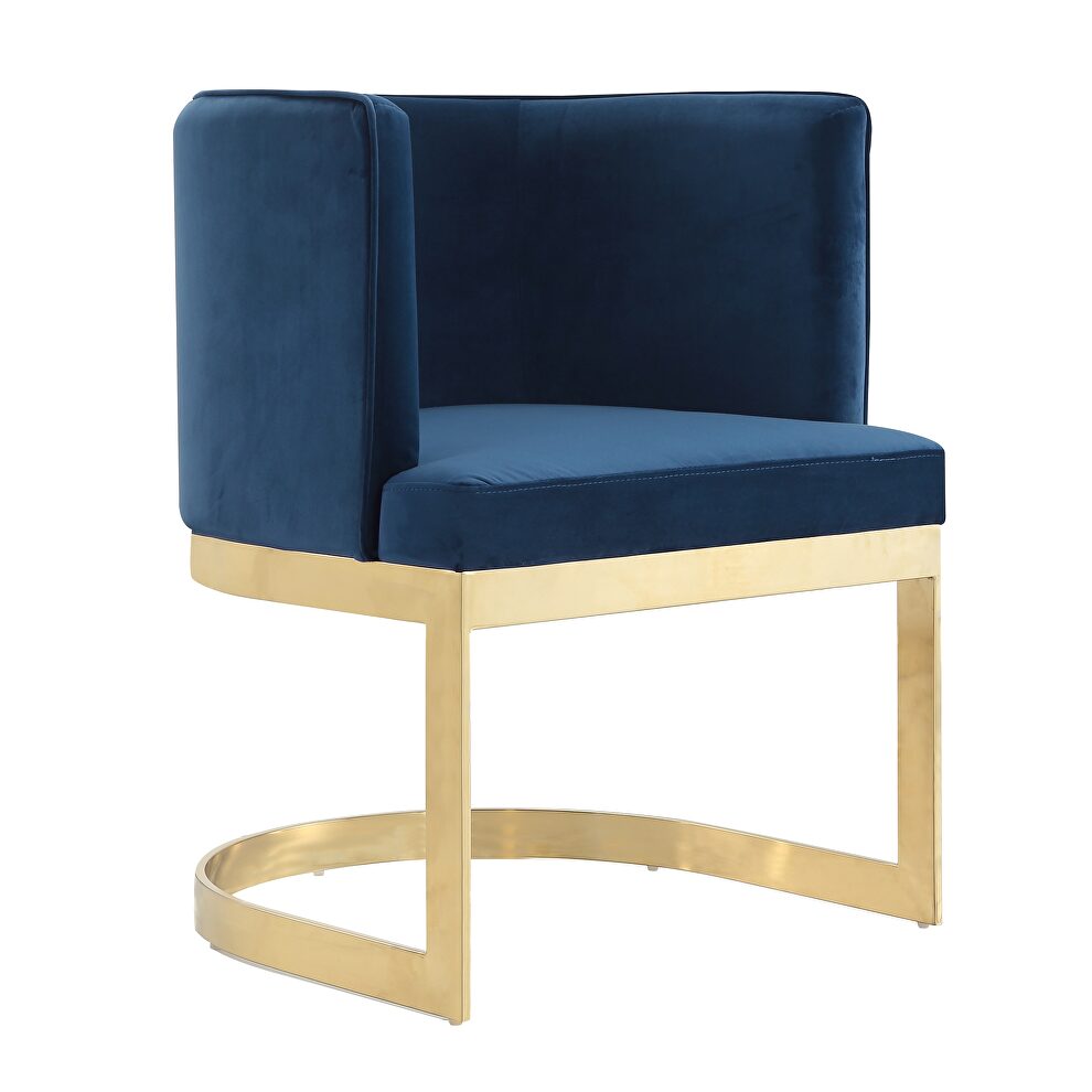 Royal blue and polished brass velvet dining chair by Manhattan Comfort