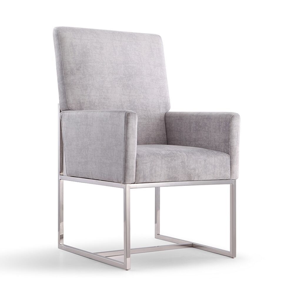 Gray velvet dining armchair by Manhattan Comfort