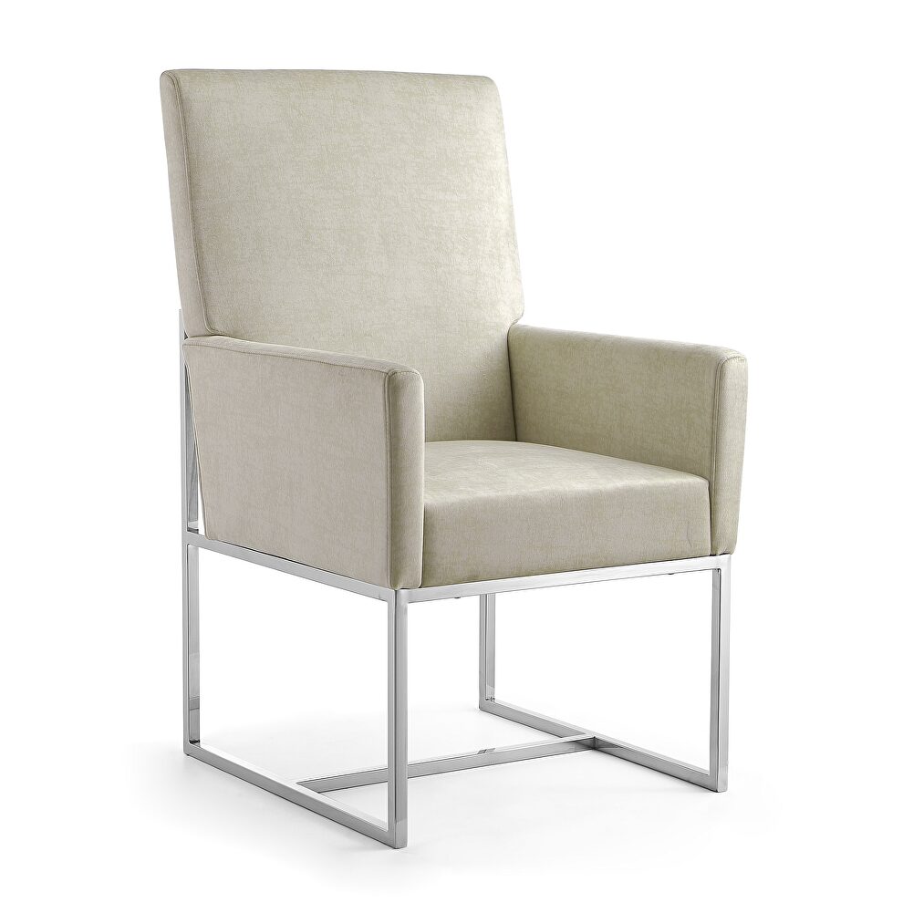 Champagne velvet dining armchair by Manhattan Comfort