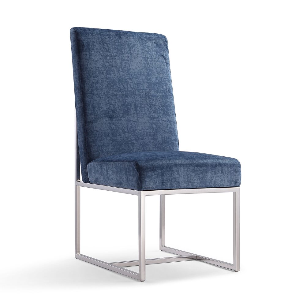 Blue velvet dining chair by Manhattan Comfort