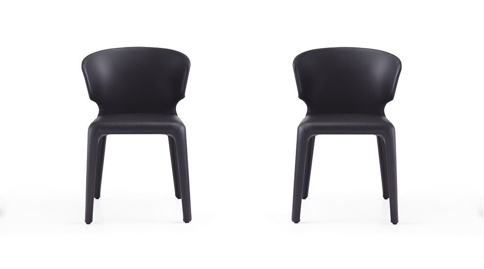 Black faux leather dining chair (set of 2) by Manhattan Comfort