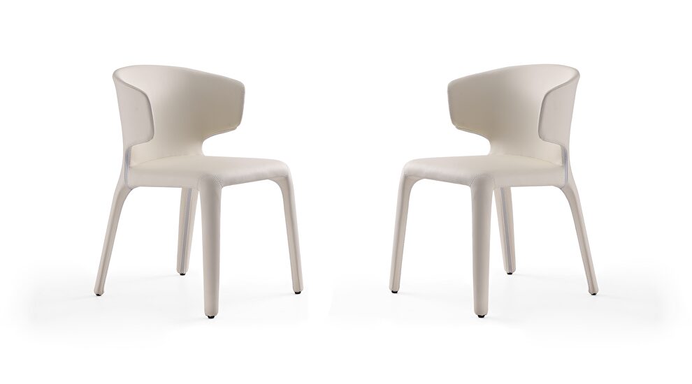 Cream faux leather dining chair (set of 2) by Manhattan Comfort